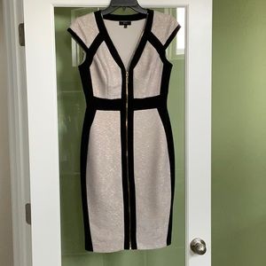 Jax black and cream metallic dress. Size 2